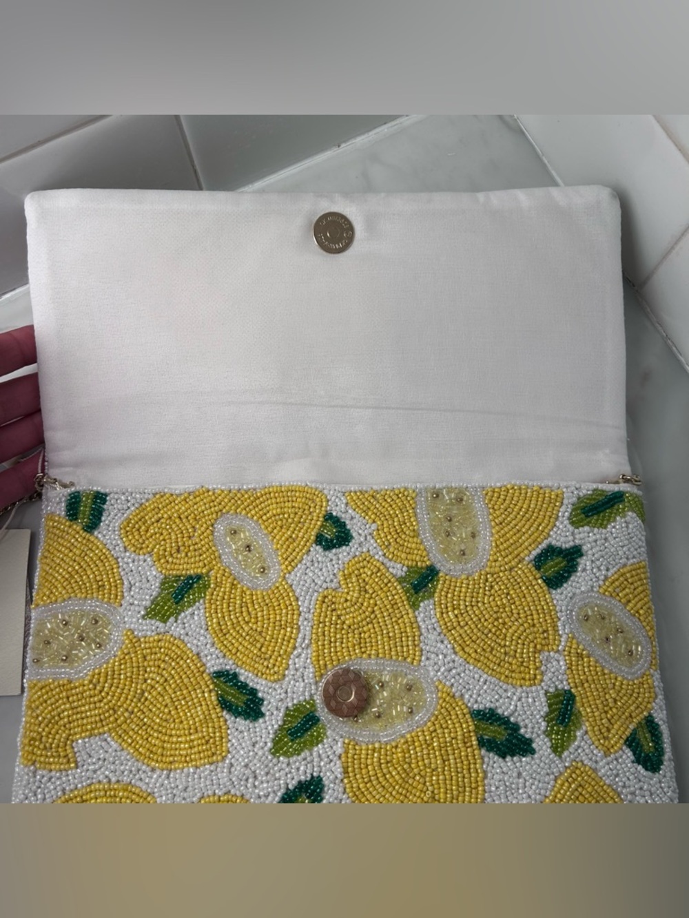 🍋 NWT Antik Kraft Beaded Lemons Handbag Clutch  Crossbody Shoulder Flap Bag 🍋 - Picture 5 of 11